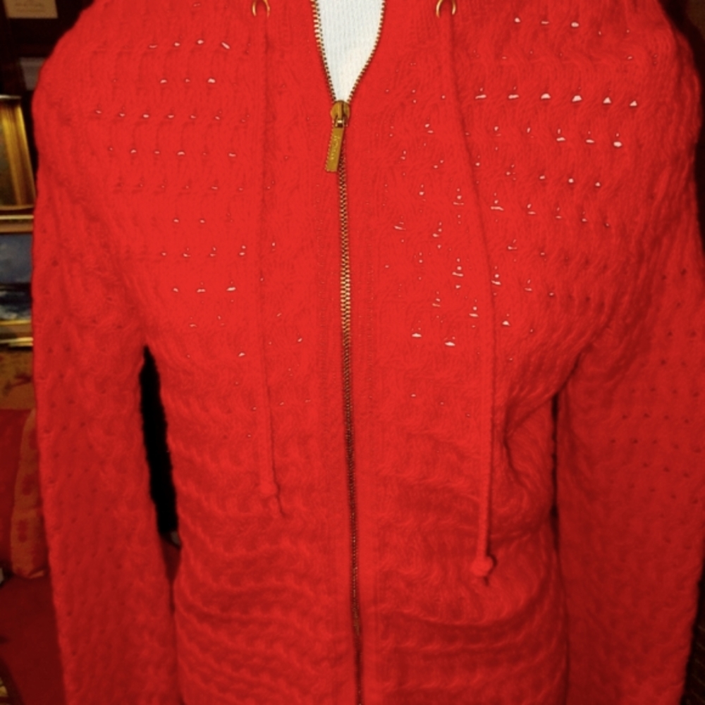 Liz & Co Woven Chunky ZipUp Sweater